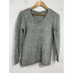 Womans Loft Long Sleeve Pullover Sweater SP Gray V Neck